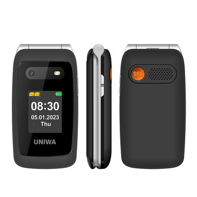 UNIWA V202T شخص عجوز أسود هاتف ذكي 1450mAh زر SOS قوة عالية