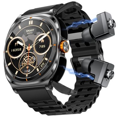ساعة ذكية جديدة من طراز GT98 TWS للرجال سماعة رأس 2 في 1 NFC 1.53'' AMOLED Health Tracker