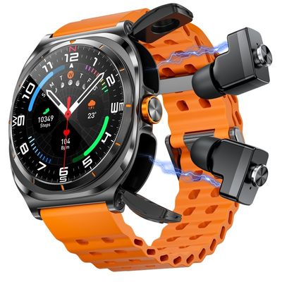 سماعة TWS 2 في 1 NFC 1.53 بوصة AMOLED متتبع اللياقة البدنية الصحة Smartwatch GT98 Ultra