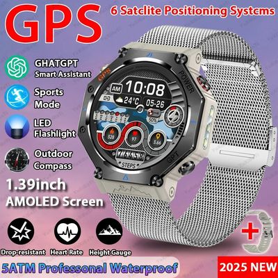 سعر جيد ChatGPT مساعد الذكاء الاصطناعي GPS 5ATM مقاوم للماء GNSS مزدوج النطاق البوصلة الرياضة العسكرية ساعة ذكية الانترنت