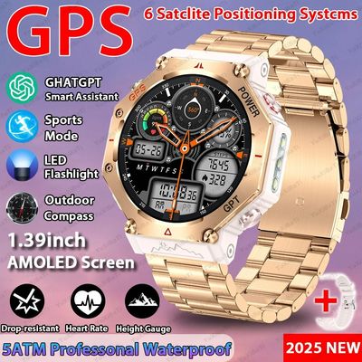 سعر جيد 2025 ChatGPT مساعد الذكاء الاصطناعي GPS Smart Watch 5ATM مقاوم للماء GNSS مزدوج النطاق البوصلة الرياضة العسكرية الانترنت