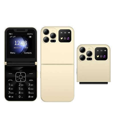 سعر جيد 2G GSM A50 Pro Flip الهاتف المحمول مزدوج البطاقة السيمية تسجيل المكالمات سرعة الاتصال الشعلة السحرية الصوت 2.4 