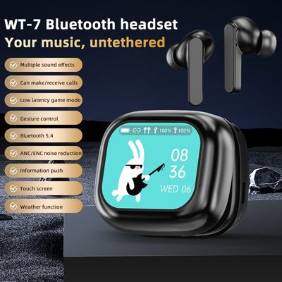 سعر جيد سماعات رأس جديدة ذات شاشة تعمل باللمس ANC WT-7 Bluetooth5.4 سماعات رأس ENC لاسلكية في الأذن مع ميكروفون الانترنت