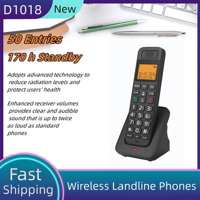 D1018 هاتف لاسلكي ثابت بشاشة LCD منخفضة الإشعاع مع وظيفة الاتصال بدون استخدام اليدين للمكتب أو المنزل، الارتفاع حوالي 21 سم / 8.27 بوصة