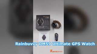 Rainbuvvy DM59 GPS ساعة ذكية 1.43 بوصة AMOLED مع خريطة غير متصلة بالإنترنت 5ATM مقاومة للماء 500 مللي أمبير في الساعة ليفاتي